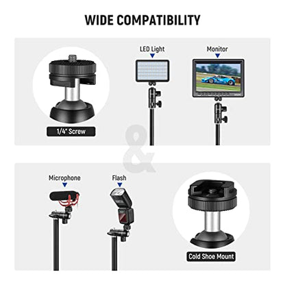NEEWER Light Stand Mount Adapter w Cold Shoe & 1/4" Screw Mini Ball Head | Reversible Mounting Plate for Camera, Monitor, Ring Lights, Fits Flat Head, Boom Arm, C Stands, Max. Load 22lb/10kg - style: ST-GM06