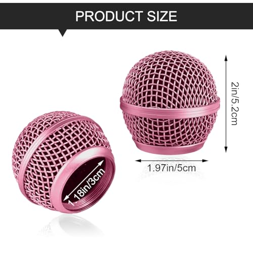 Microphone Head Replace, Steel Mesh Mic Grille Heads, Grille Mic Ball Replacement with Inner Foam, Fits for SM58 Windscreen Cover (Rose, 1 pcs) - color: Rose, size: 1 pcs