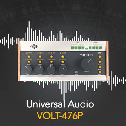 Universal Audio VOLT-476P USB Audio Interface Bundle with Closed-Back Studio Headphones, Microphone Boom Arm, Pop Filter, XLR Cables, Guitar Cables, and 1/4 in. TRS Cables (10 Items) | Includes Closed-Back Studio Headphones, Microphone Boom Arm, Pop Filte