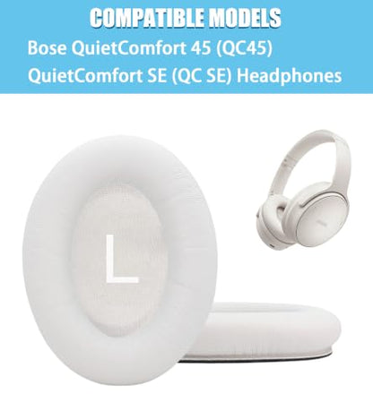 QC45 Replacement Ear Pads are Compatible with Bose QuietComfort 45 (QC45)/QuietComfort SE (QC SE) Headphones. Akkiv Earpads Cushions with Protein Leather and Memory Foam (Milky White) - color: milky white