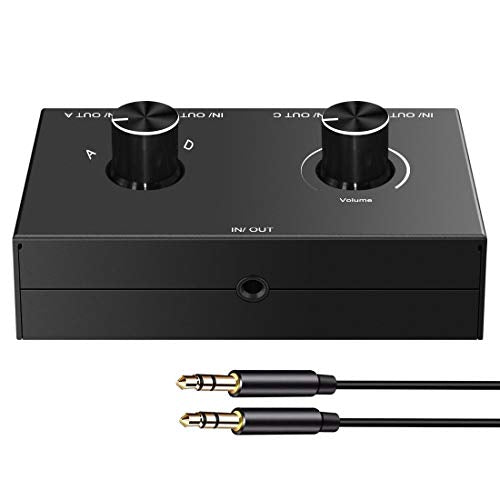 4-Way 3.5mm Stereo Audio Switcher - Passive Speaker Headphone Manual Selector Splitter Box (4 In - 1 Out) - size: 3.5mm Switch 4 Port