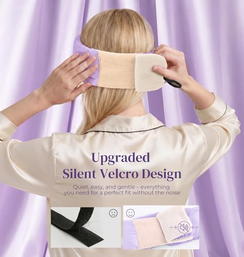 LC-dolida 3D Silk Bluetooth Sleep Mask, Mulberry Silk Sleep Mask with Bluetooth Headphones, Bluetooth Eye Sleep Mask for Side Sleepers, Total Blackout Bluetooth Eye Mask for Women Men, Light Purple - color: Light Purple