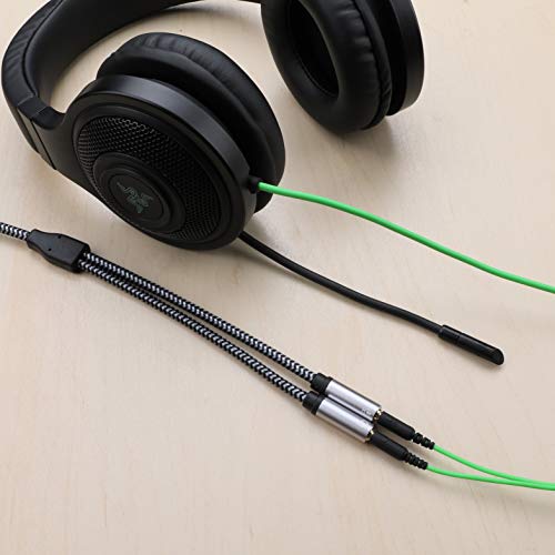 3.5mm Male to Dual 3.5mm Female Headset Splitter with Separate Microphone and Headphone for PC, PS4, Gaming