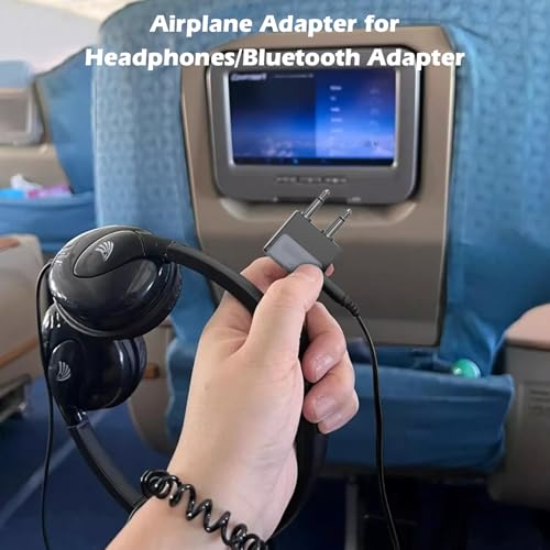KAIY Dual 3.5mm Male to 3.5mm Female Airplane Headphone Adapter | Airplane Jack Adapter for Headphones Plane Splitter, Dual Jack Flight Connector for EVA Airlines/Delta/Emirates 2 Pack - color: Black Gray+white Gray