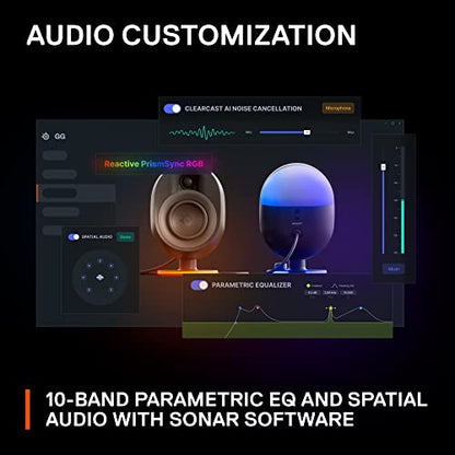 SteelSeries Arena 7 RGB Illuminated 2.1 Gaming Speakers with Powerful Bass, Subwoofer, and Bluetooth - For PC, PlayStation, Mobile - style: Arena 7