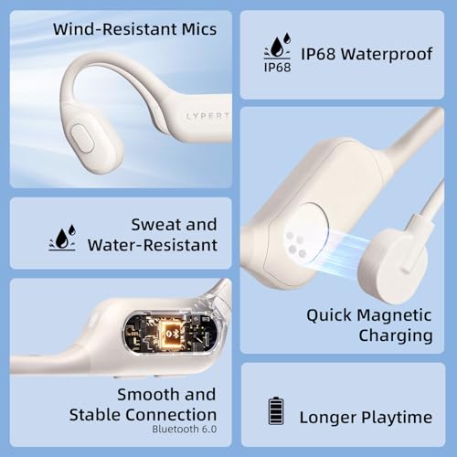 LYPERTEK SoundFree S30 Bone Conduction Swimming Headphones | IP68 waterproof design with 32GB MP3 storage, Bluetooth 6.0 and lightweight fit for phone-free underwater workouts. - color: SOUNDFREE S30-Beige