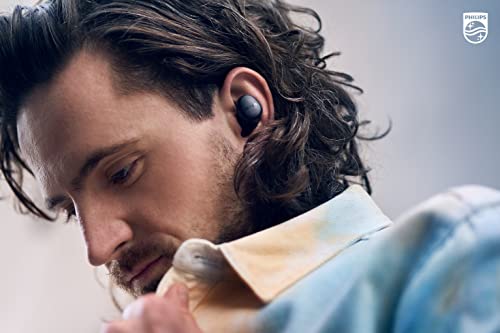 Philips T4556 True Wireless Headphones with Active Noise Canceling (ANC) and IPX4 Water Resistance, Black - color: Black