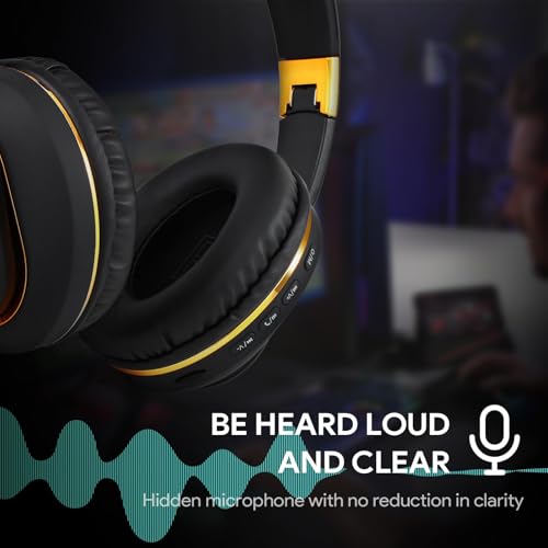 Bluetooth Headphones, Foldable Wireless Over-Ear Headphones with Hidden Mic for Cell Phone, Laptop, PC, Suitable for Music, School, Workouts, and Gaming (Black) - color: Black