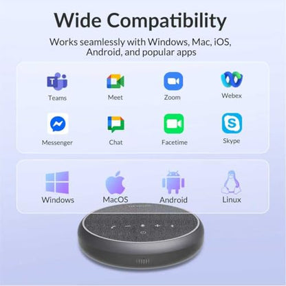 FreeChat Conference Speakerphone, 3 AI Mics 360 Voice Pickup | Smart Noise Cancelling, Portable Speaker for Video Calls, Home Office & Small Team Meetings - color: FreeChat 101(3 Mics)