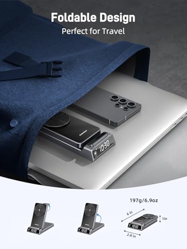 Magnetic Wireless Charger for Samsung, Nightstand Travel Android Charger - color: Black