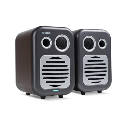 Bookshelf Speakers, 36W RMS Powered Bluetooth Stereo Speakers | 1.5" Tweeter & 3" Midwoofer, MDF Wood Cabinet with Subwoofer Output, Optical/Coaxial/RCA/USB Inputs for Turntable, PC, TV