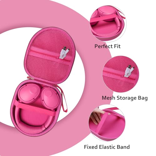 Headphone Headset Case Compatible with JBL Tune 520BT 720BT/BERIBES/KVIDIO/Soundcore by Anker/Sony Wireless On-Ear Headphones, Rose Red - color: Rose