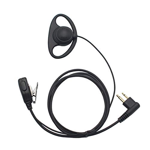 D Shape Earpiece Headset PTT for Two Way Radio Compatible 2 Pin Motorola Walkie Talkies CLS1410 CLS1110 CP200 CP185 CP040 CP1200 GP300 GP2000 GP88 GP3188 Radio (2 Pack)