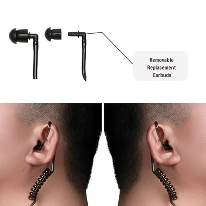 2-Pack Replacement Acoustic Tube Grey + Clear, Black Medium Earbuds | 2-Pack refill tubes (grey + clear), quick-disconnect, black medium earbuds; Fits standard coil-tube earpieces