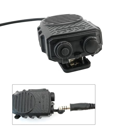 Tubeless 3.5mm Earpiece+PTT Hand Speaker Mic Kit w/ 2Pin K Plug,7.0mm Tactical Headset Jack for Clear Communication (Speaker Mic + Earpiece, Black) - color: Black, style: Speaker Mic + Earpiece