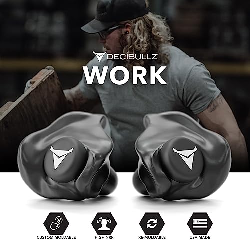 Decibullz - NRR 31 Custom Molded Earplugs, Perfect Fit Ear Protection for Safety, Travel, Work and Shooting (Black) - color: Black