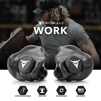 Decibullz - NRR 31 Custom Molded Earplugs, Perfect Fit Ear Protection for Safety, Travel, Work and Shooting (Black) - color: Black