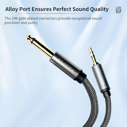 RIVIERA 6FT/1.8M Audio Cable 3.5mm 1/8" TRS to 6.35mm 1/4" TS Braided Sheild Pure Copper Wire and 24K Gold Plated Low Noise Cable with Braided Nylon Jacket for Digital Players & Musical Instruments - color: 1/4-1/8 TRS Black, size: 6FT/1.8M