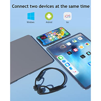 MONODEAL Bone Conduction Headphones with Mic,Open Ear Headphones Wireless Bluetooth 5.1/Mute Function/Multi-Point Capable,Air Conduction Headset with Noise Canceling Mic,for Driving Home Office | Bluetooth 5.1 Mute Function Multi-Point Capable Air Conduct