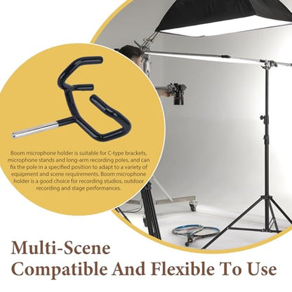 Boom Pole Holder Microphone Metal Cradle Mount Stand for Mic Stands | Compatible With C Stands, Metal Construction, for Studio Audio Use