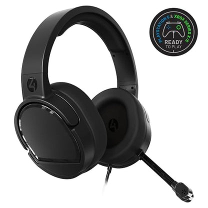 4Gamers Panther Over-Ear Gaming Headset Compatible with PS4/PS5, Xbox, Switch, PC with Flexible Mic, 3.5mm Jack, 1.5m Cable- Lightweight, Comfortable and Durable
