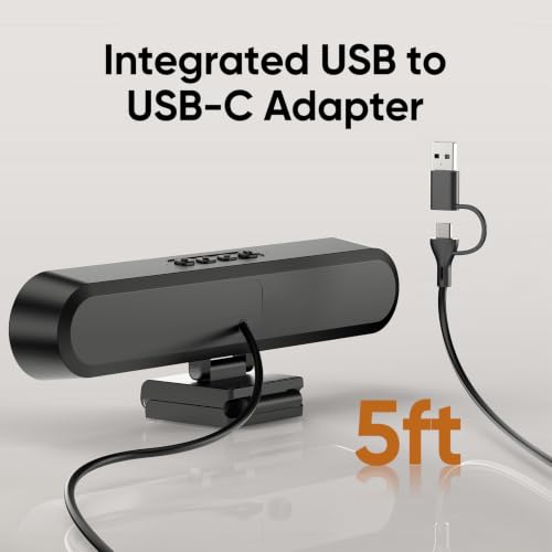 Inwa Computer Speakers for Desktop PC Monitor, USB Wired Computer Sound Bar with Clip, Plug and Play Laptop Speaker for PC Mac Tablet, Loud Sound, USB A to USB C, Easily Clamps to Monitors