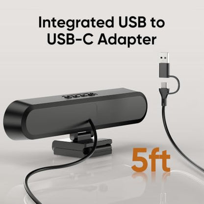 Inwa Computer Speakers for Desktop PC Monitor, USB Wired Computer Sound Bar with Clip, Plug and Play Laptop Speaker for PC Mac Tablet, Loud Sound, USB A to USB C, Easily Clamps to Monitors