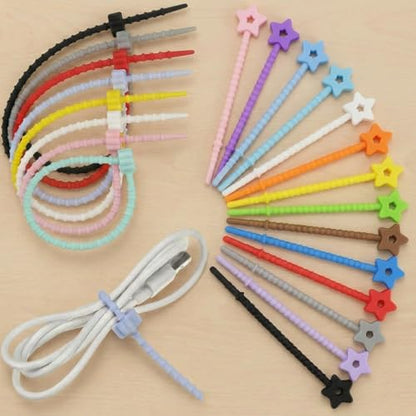 15Pcs Star Silicone Zip Ties, Reusable Self-Locking Straps - color: 15pcs- Star Cable Ties