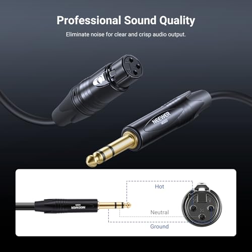 NEEWER 6.35mm 1/4 Inch TRS to XLR Female Cable, 3 ft Microphone Guitar Bass Cord Adapter Connector for Shotgun Condenser Mic Audio Amplifier Mixer Powered Speaker PA System, MS025 - size: 6.35mm（91cm）, style: XLR Female