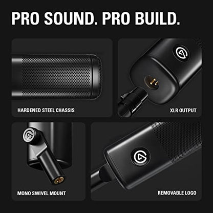 Elgato Wave DX Dynamic XLR Microphone, Cardioid Pattern | Speech-optimized capsule, Room noise rejection, No signal booster needed, Swivel mount included, Broadcast-ready
