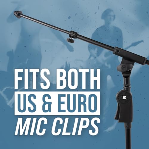 Shure by Gator Deluxe Tripod Mic Stand with Telescoping Boom and Pistol Grip One-Handed Clutch; (SH-TRIPODSTANDTBMDX) - style: Deluxe Clutch + Boom