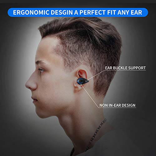 Bluetooth Headset, Sunffice Single Ear BT5.0 Ultralight Wireless Headphone Cell Phone Earpiece Ear Clip with Mic, Noise Canceling Handsfree Driving Earbud for iPhone, Android,Samsung Smartphone(Black) - color: Black