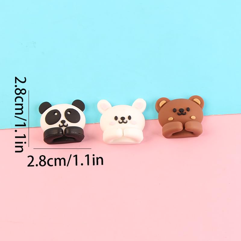 6pcs Cute Silicone Bear Desktop Cable Organizer with Hooks, Multi-Functional Wire Fixer for Mouse Earphone Data Cable, Traceless No-Nail Desk Drawer Utility Hooks