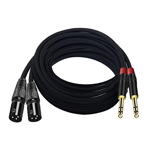 2-Pack 25 FT XLR Male to 1/4 Inch TRS Balanced Audio Cable - 3-Pin XLR to 6.35mm Stereo Adapter Cord for Microphone,Speaker, Mixer, Amplifier - size: 25FT