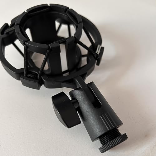 Microphone Shock Mount 1 PACK, Mic Holder Clip for 43-48mm/1.69~1.9in Diameter Condenser Microphone, 3/8 or M16 Internal Thread, with 5/8" Male to 3/8" Female Screw Adapter, Easy to Use (Black)
