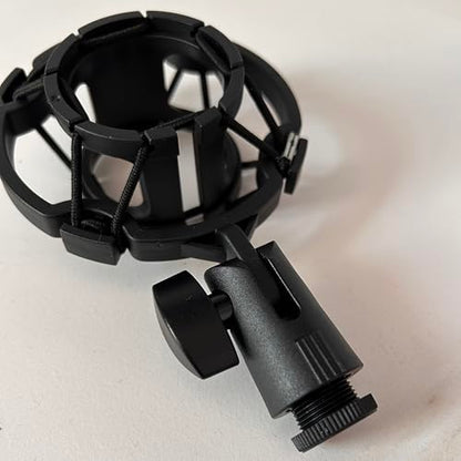 Microphone Shock Mount 1 PACK, Mic Holder Clip for 43-48mm/1.69~1.9in Diameter Condenser Microphone, 3/8 or M16 Internal Thread, with 5/8" Male to 3/8" Female Screw Adapter, Easy to Use (Black)