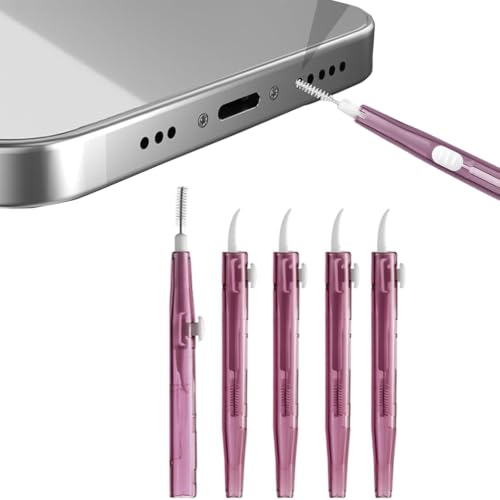 5Pcs Cleaning Kit Dual Side Multifunction Tools for iPhone 17 Pro - Purple | Anti-Clogging Mini Brushes Cleaner for Phone Camera Lens, Speaker and Receiver, Dual Side Multifunctional Cleaning Tool