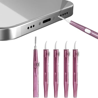 5Pcs Cleaning Kit Dual Side Multifunction Tools for iPhone 17 Pro - Purple | Anti-Clogging Mini Brushes Cleaner for Phone Camera Lens, Speaker and Receiver, Dual Side Multifunctional Cleaning Tool