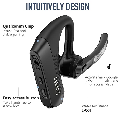 Conambo K21 Bluetooth Headset V5.1, Bluetooth Earpiece with CVC 8.0 Dual Mic Noise Cancelling Wireless Headphone - Mute & Volume Buttons 16Hrs Talking for iOS Android Cell Phone, Trucker, Office Work