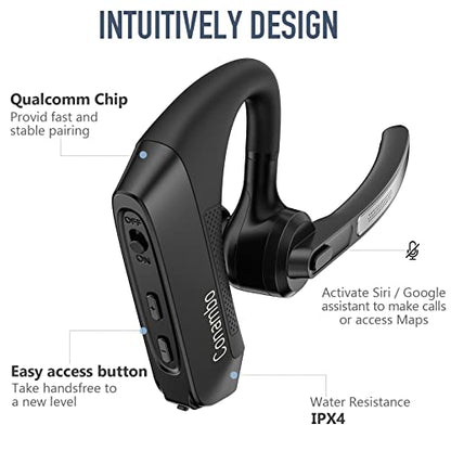 Conambo K21 Bluetooth Headset V5.1, Bluetooth Earpiece with CVC 8.0 Dual Mic Noise Cancelling Wireless Headphone - Mute & Volume Buttons 16Hrs Talking for iOS Android Cell Phone, Trucker, Office Work