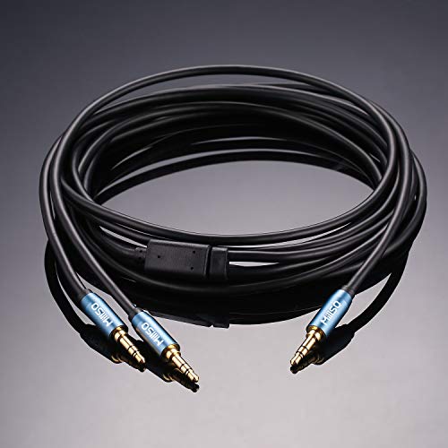 Audio Splitter 8 Feet 3.5mm Male to 2 Male Audio Splitter Cable TRS | Sapphire Blue, Gold-Plated, 1/8 Male to 2-Male Aux Headphone Splitter Cable for Smartphone, Computer, MP3, Earphone, Speakers - style: TRS Male Plug to 2 Male