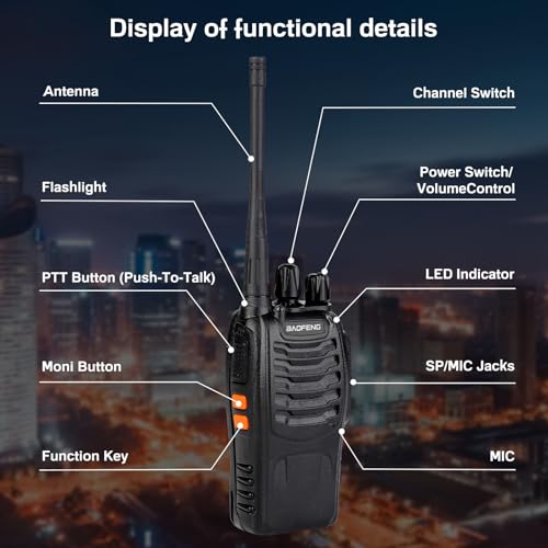Baofeng Walkie Talkies 888S Rechargeable Long Range with Earpieces for Adults, 16 Channel Professional Radio Handheld Two Way Radios Li-ion Battery and Charger Included (12pack with 12earpiece) - color: 12pack with 12earpiece
