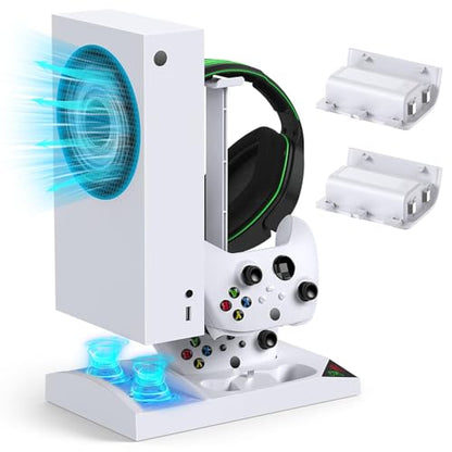 MENEEA Charger Stand Cooling Fan for Xbox Series S Console&Controller,White - color: White