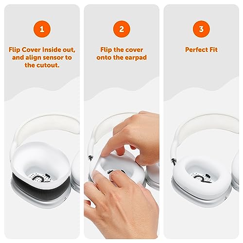 WC SweatZ Max - Patented Silicone Sweat Covers for AirPods Max 1 | Made by Wicked Cushions | (Does Not Fit AirPods Max 2). Sweatproof, Full Earpad Protection | White - color: White