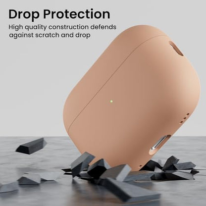 ORNARTO for AirPods Pro 2 Case, Hybrid Silicone, Dark Salmon | Hybrid Silicone Rubber, Front LED Visible, Wireless Charging, Skin-Friendly Soft Touch, Anti-Scratch, Detachable Lanyard - color: Dark Salmon
