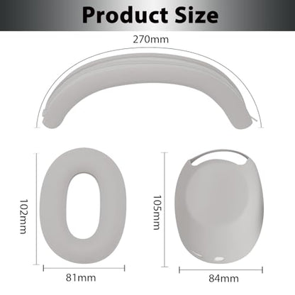 Adhiper 3-in-1 Silicone Sweat Case Cover for Sony WH-1000XM6 Headphones, XM6 Covers Accessories Silicone Ear Pads Covers & Headband Cover & Ear Cup Protector, Washable & Sweatproof - Platinum Sliver - color: Platinum Sliver