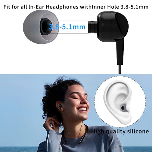 Earbud Tips Soft Anti Slip Washable Reusable Silicone Fit Most In-Ear Earbuds (Inner Hole 3.8mm-5.1mm) 18pcs S M L - color: color-29