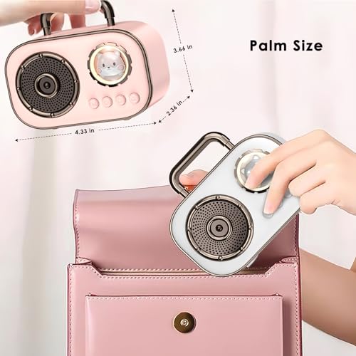 Wireless Bluetooth Speaker, Cute Mini Portable Speaker, Loud Sound,4H Playtime, Mic,TF/SD Card, Aux Line,Water-Proof for iOS Android Smartphone Home Office Gift Ideas White - color: White