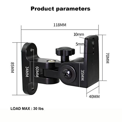 Speaker Wall Mount, Swivel and Tilt, Holds Up to 30lbs, 2 Packs | All Aluminum Wall Speaker Mount for Small Speakers, Compatible with JBL,Samsung, KEF, Klipsch, Sony and More, BS-218pro,Black
