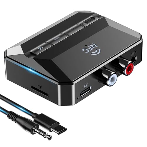 KAIY Bluetooth Receiver for Home Stereo, AUX RCA to Bluetooth Adapter | KAIY Bluetooth Audio Receivers & Adapters, Low Latency Bluetooth Adapter for Stereo, Support USB Drive & TF Card Music Player